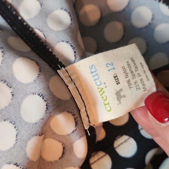 J Crew Crewcuts navy blue white polka dot long sleeve swim rashguard 12 - Picture 5 of 8